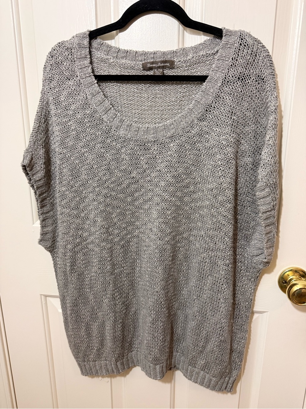 Tommy Bahama Light Gray Boxy Knit Scoop-Neck Sweater